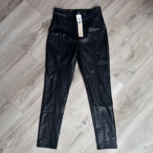 New! Iris Black Faux Leather Cropped Pants Size Small, S, Grunge